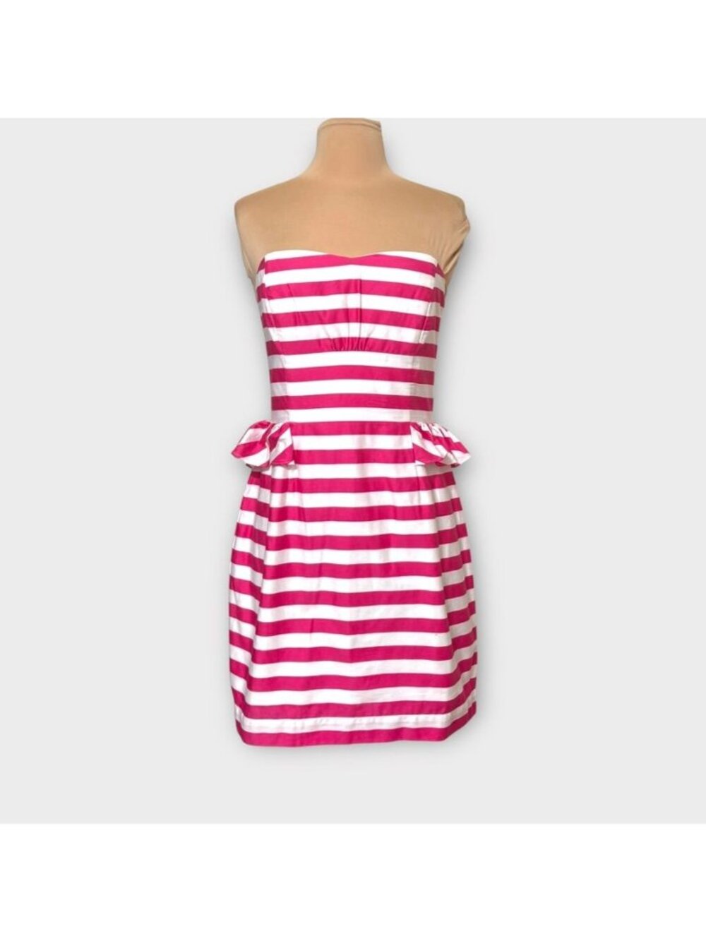 Lilly Pulitzer Azalea Maybell Dress 4 Swizzle Stripe Pink White Peplum EUC Party